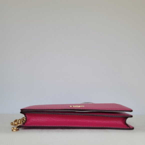 COACH Anna Pebbled Leather Foldover Clutch Crossbody With Chain- Bold Pink🎈$158 - Picture 9 of 16